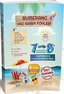 7'den 8'e Bumerang Yaz Kampı Föyleri Günay Yayınları 2022