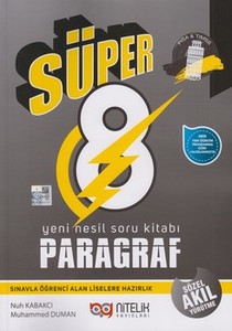 8. Sınıf Yeni Nesil Süper 8 Paragraf Soru Kitabı Nitelik Yayınları